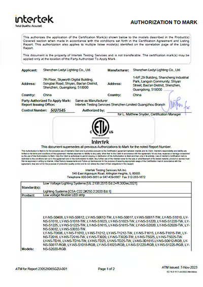 ETL certificate